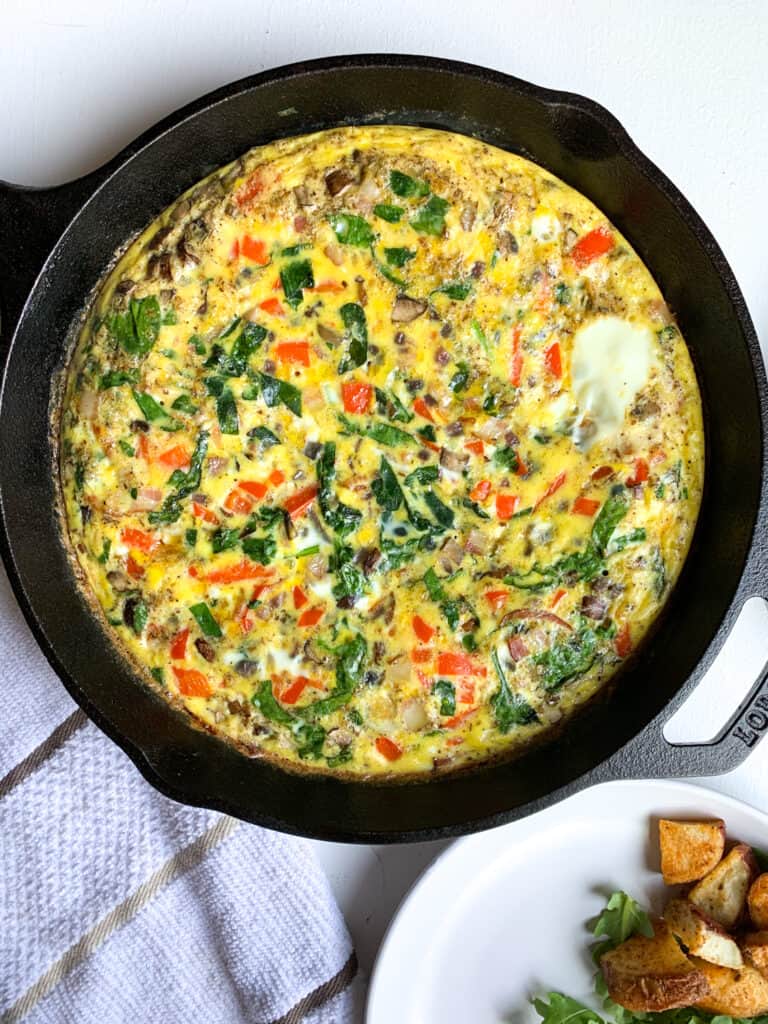 spinach mushroom and bacon frittata