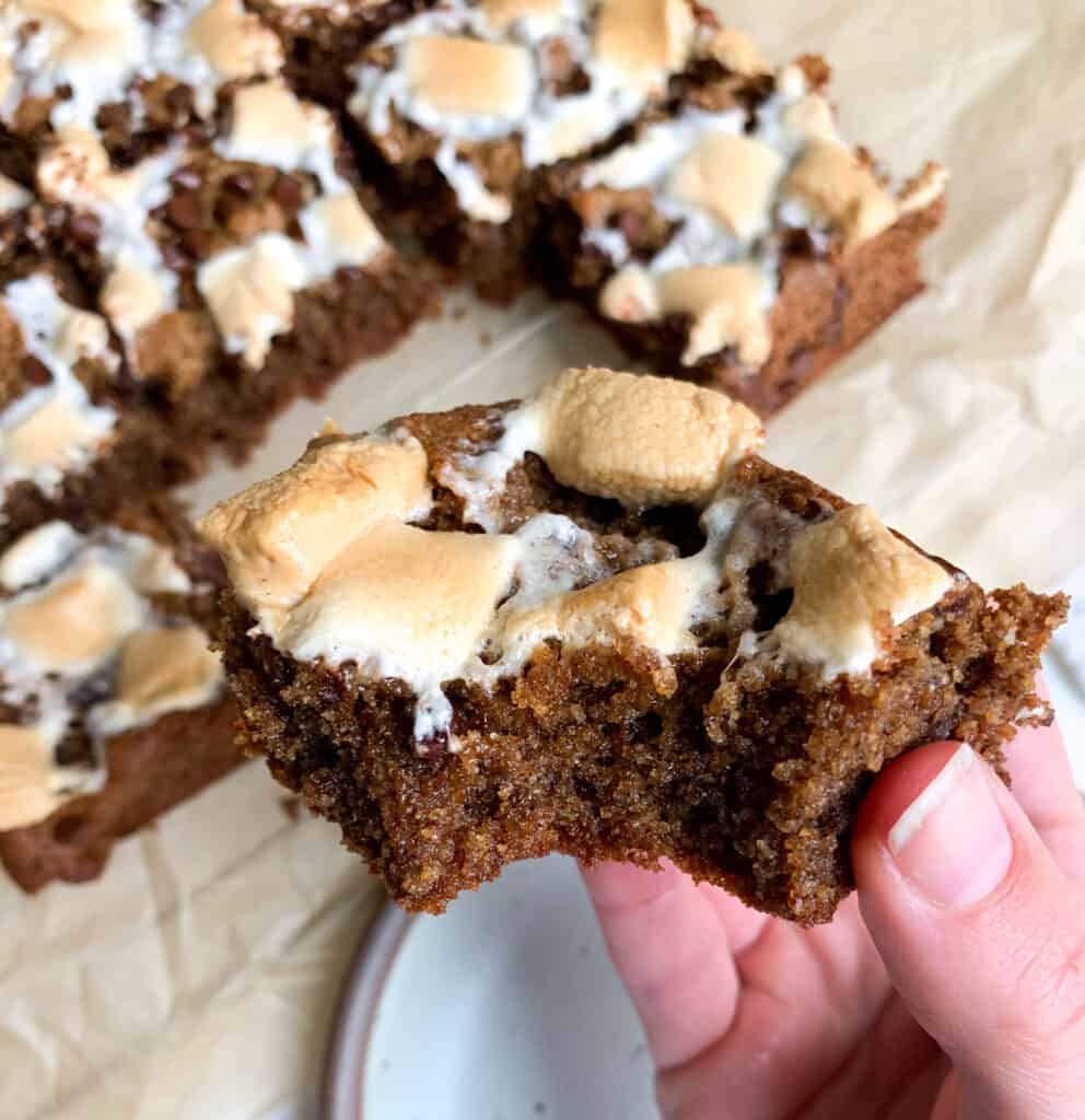 gooey gluten free s'mores blondies