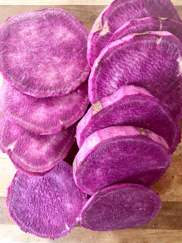 sliced purple sweet potato