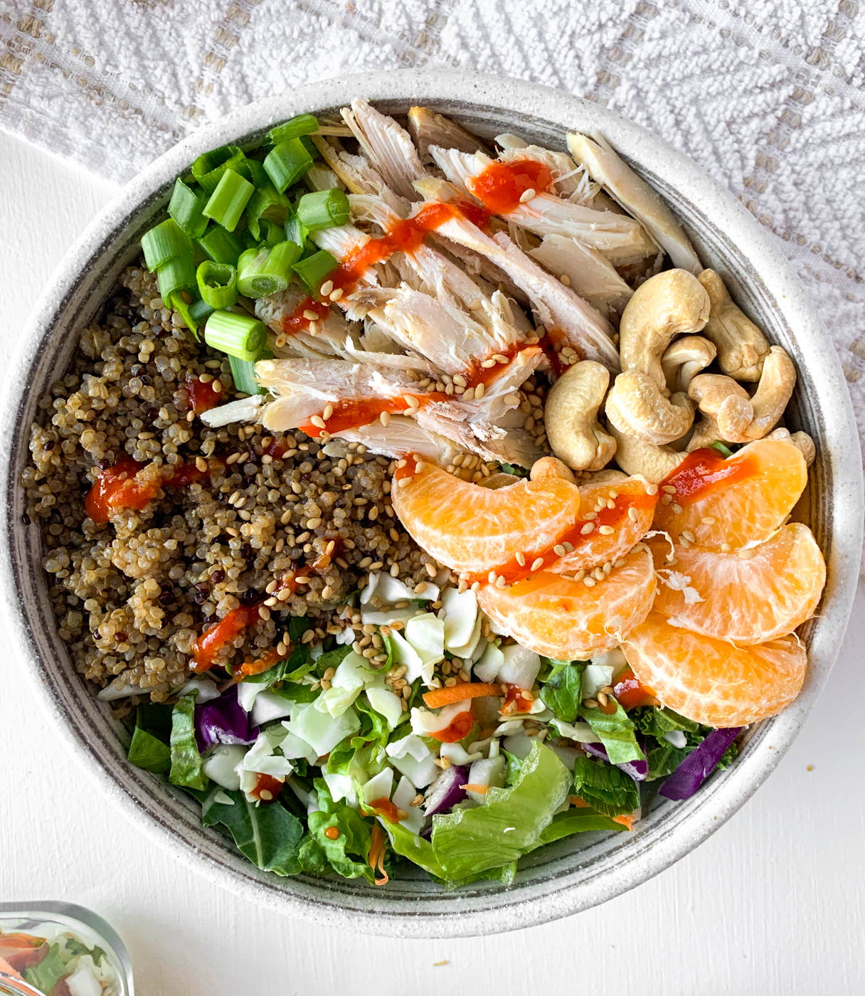 asian chicken cashew quinoa salad