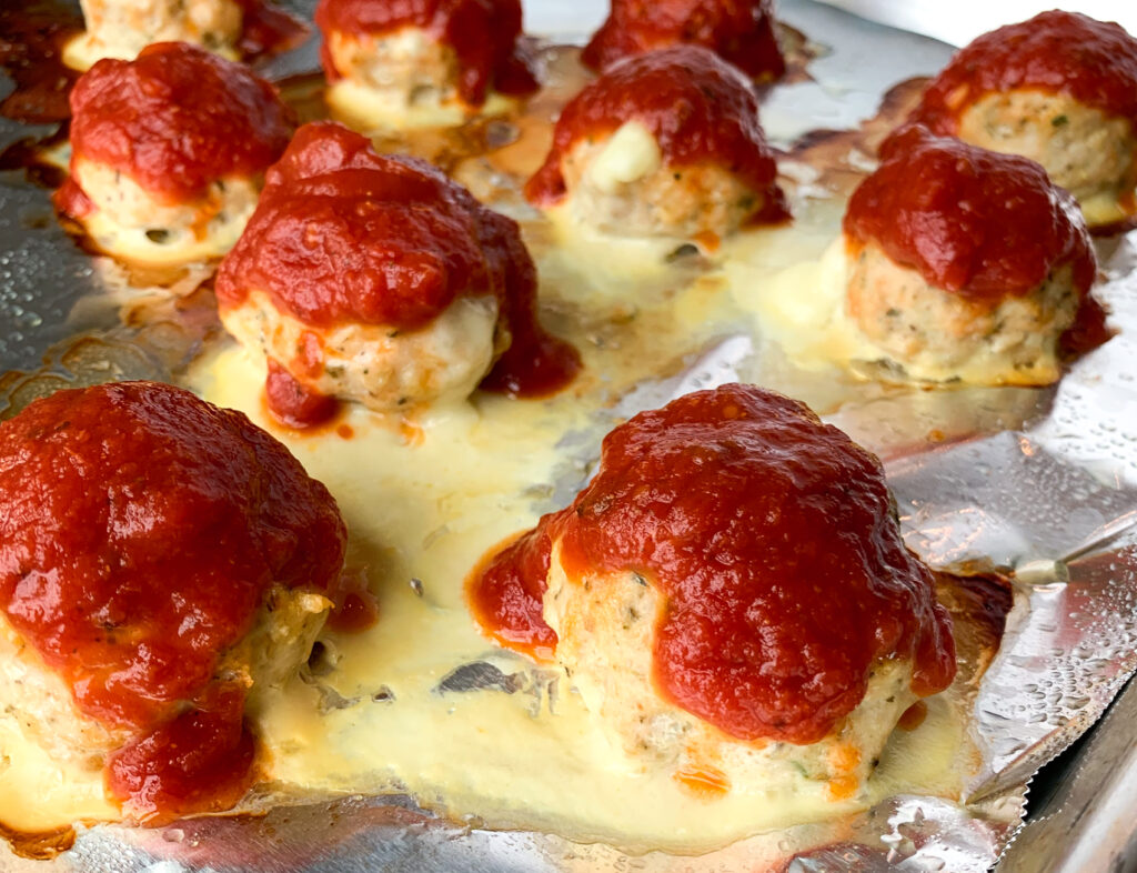 chicken parm stuffed meatballs