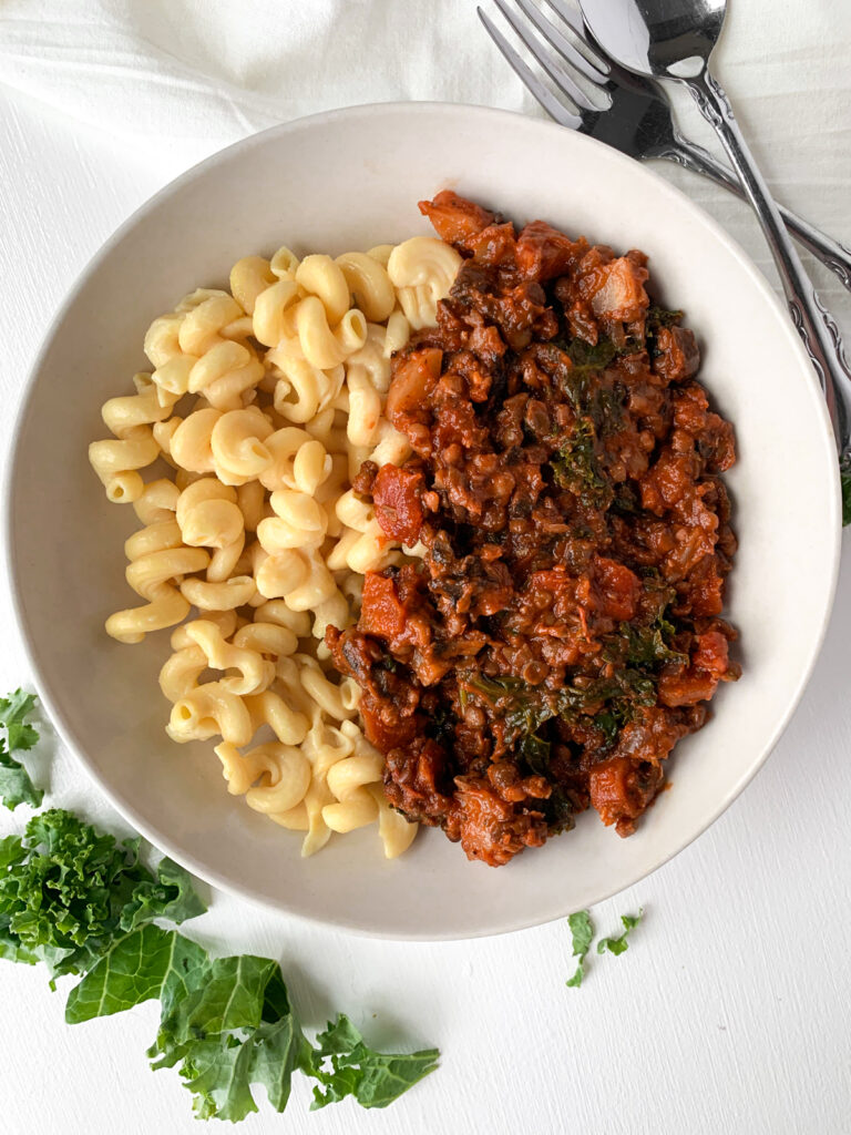 vegan lentil bolognese 