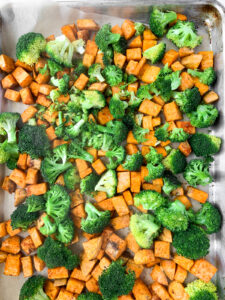 Sheet Pan Salmon, Broccoli And Sweet Potatoes - Naturally Being Nat