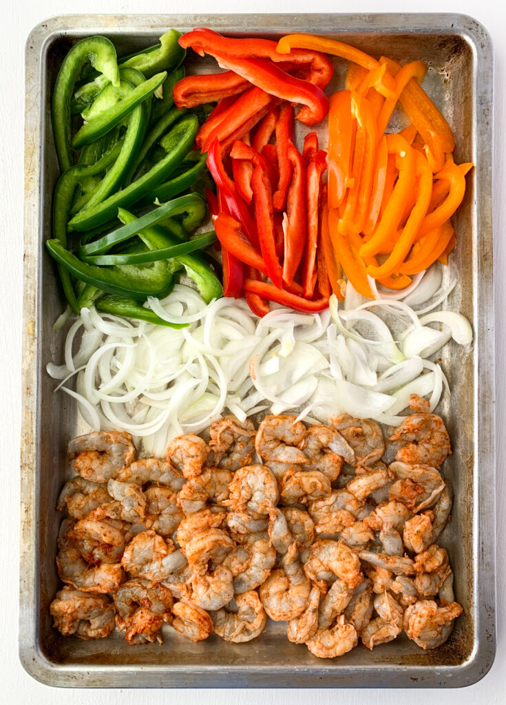 sheet pan shrimp fajitas