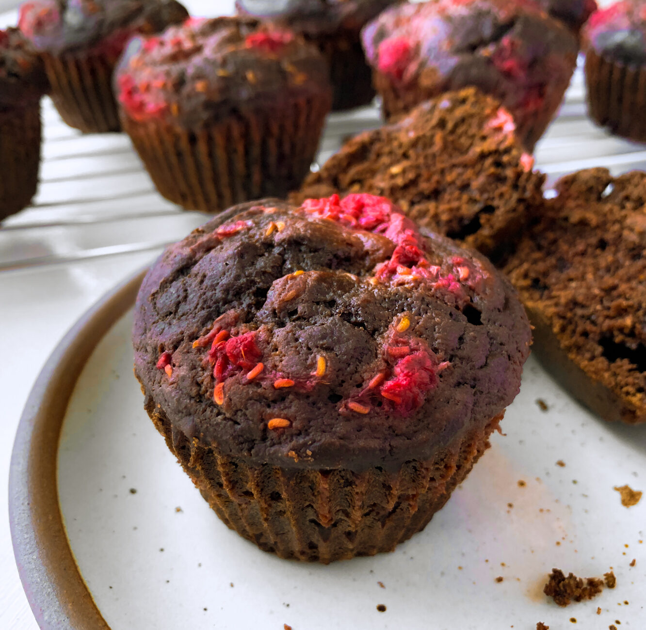 gluten free raspberry chocolate muffins