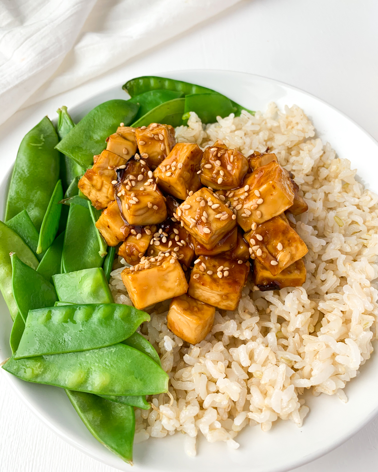 sticky ginger garlic tofu