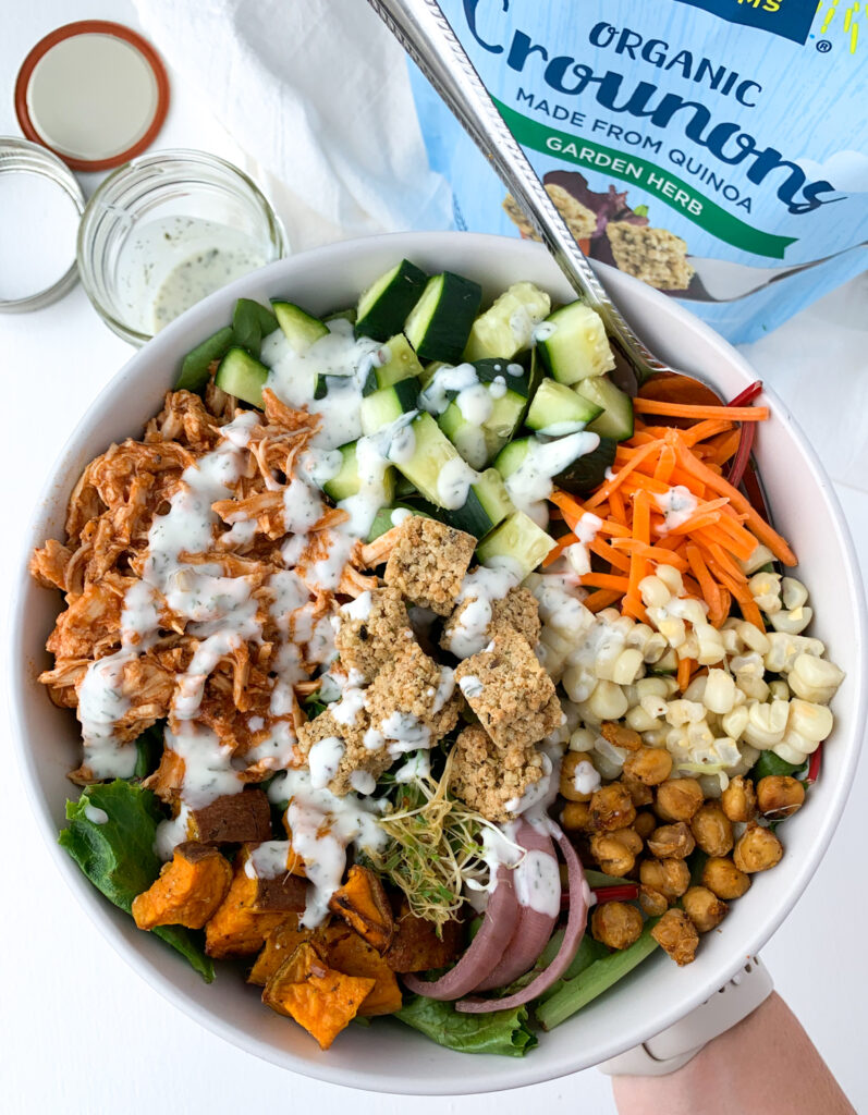 BBQ chicken salad with healthy ranch dressing