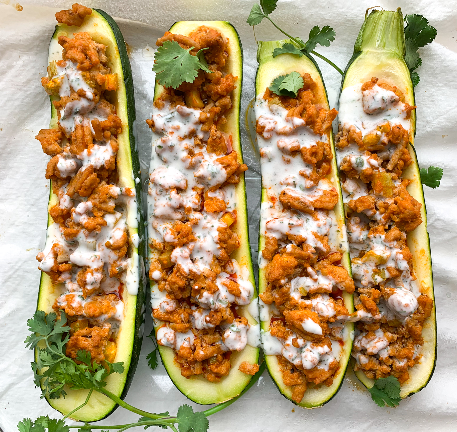 buffalo chicken zucchini boats