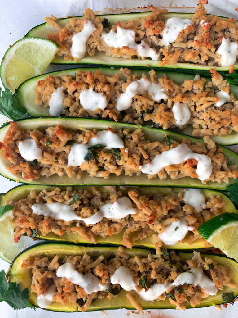 cilantro lime chicken zucchini boats