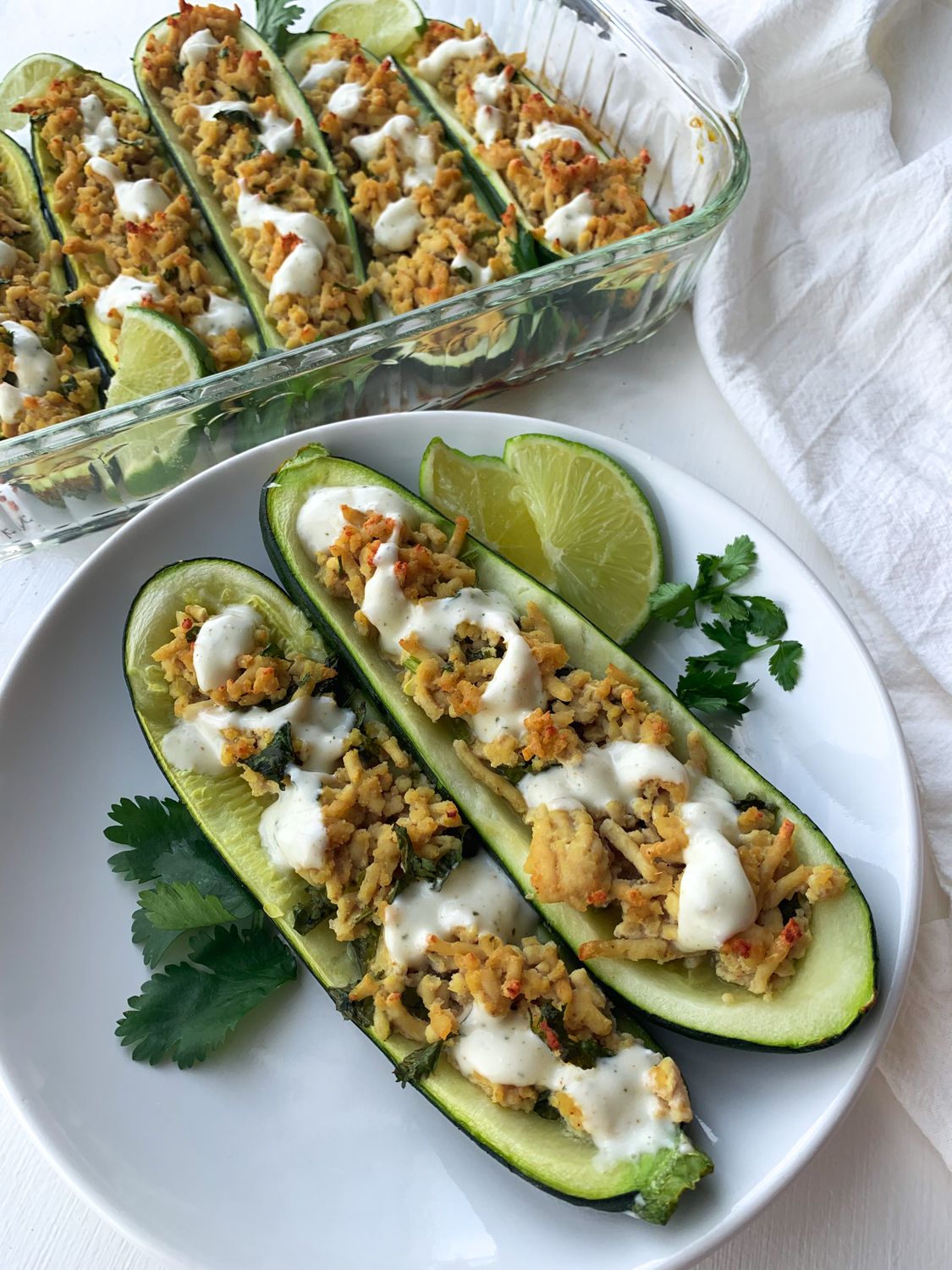 Cilantro Lime Chicken Zucchini Boats